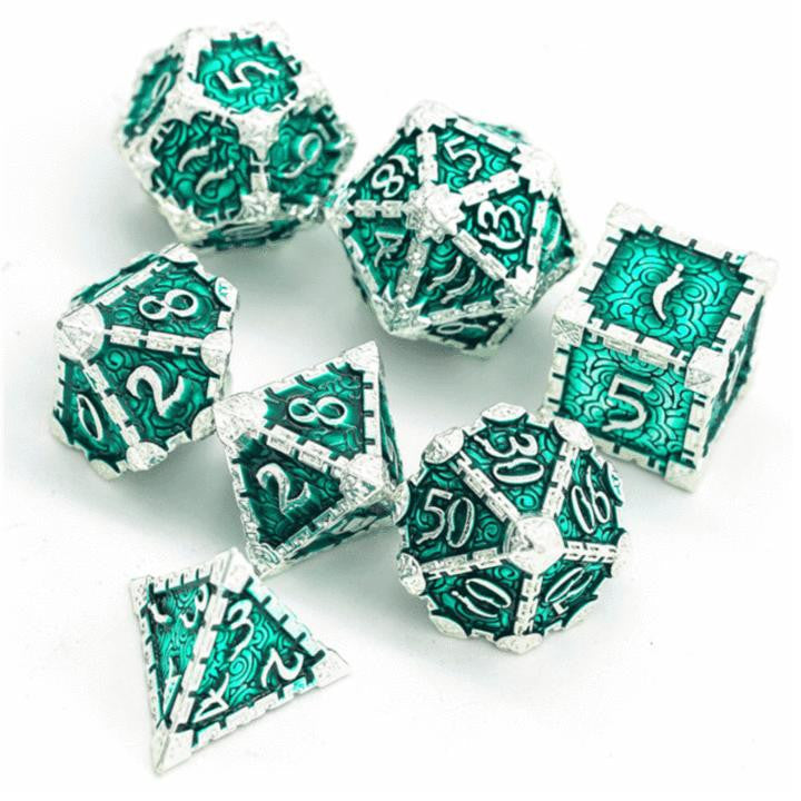 Foam Brain Games Dagger of Venom Silver Emerald RPG Metal Dice Set